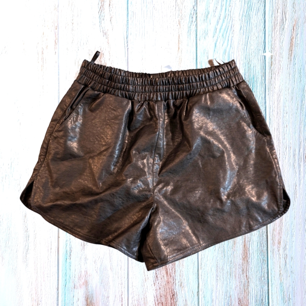 Faux Leather Black Shorts